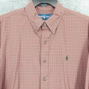 Polo Ralph Lauren Shirt Mens XL Red Custom Fit Plaid Long Sleeve Pony Logo